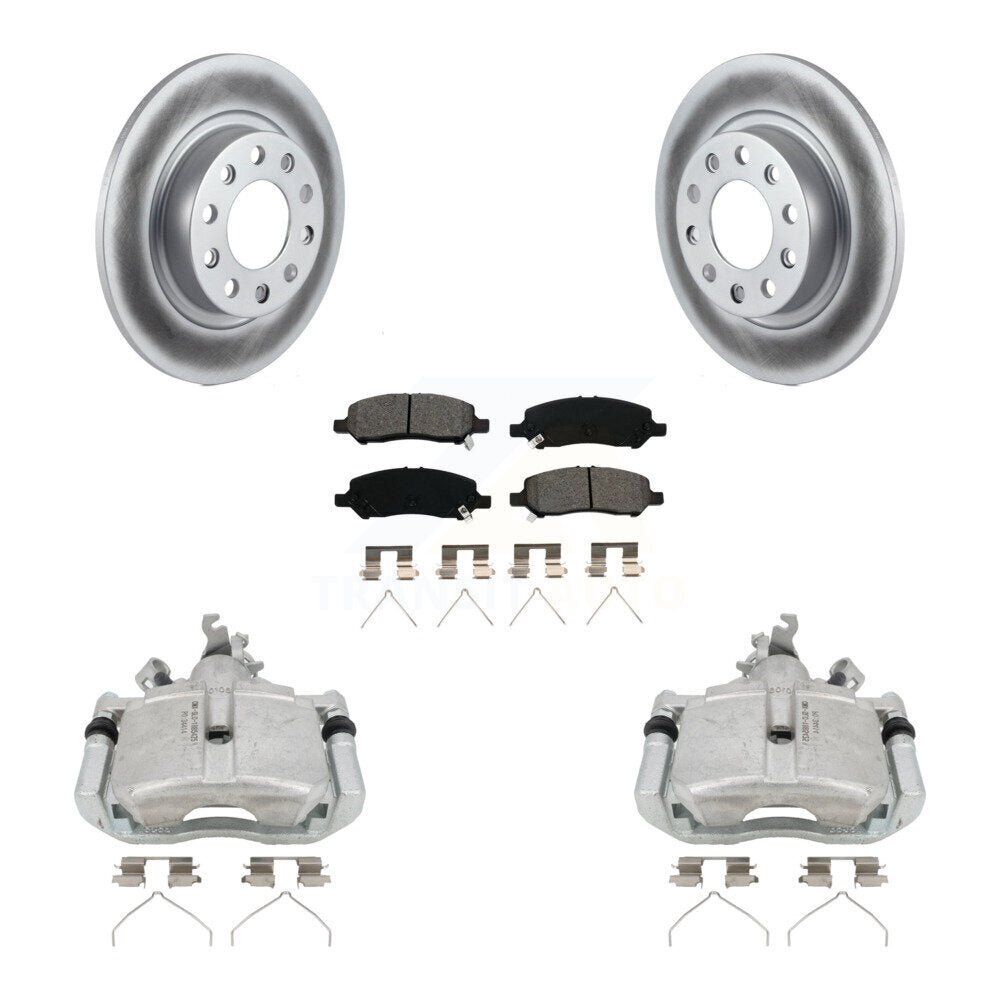 Rear Disc Brake Caliper Coated Rotors And Semi-Metallic Pad Kit For 2013-2016 Dodge Dart KCG-100244S