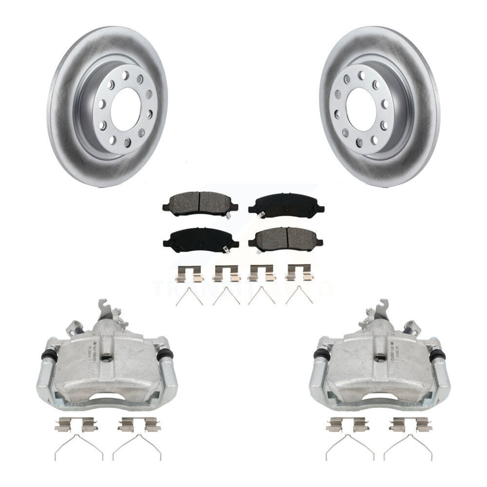 Rear Disc Brake Caliper Coated Rotors And Semi-Metallic Pad Kit For 2013-2016 Dodge Dart KCG-100244S
