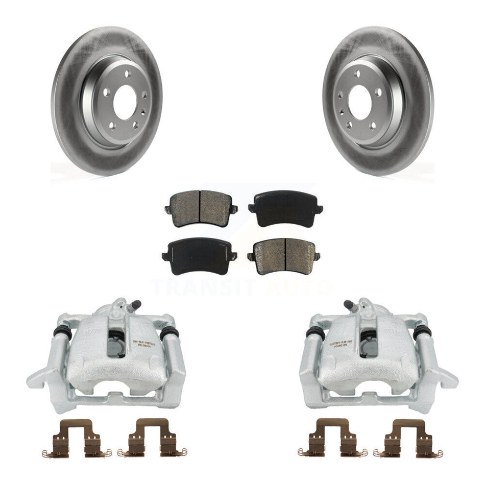 Rear Disc Brake Caliper Coated Rotors And Semi-Metallic Pads Kit For Audi Q5 A4 Quattro A5 KCG-100247S by Transit Auto