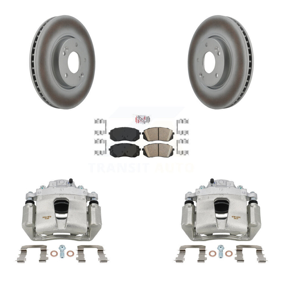 Front Disc Brake Caliper Coated Rotors And Ceramic Pads Kit For Hyundai Sonata KCG-100248N