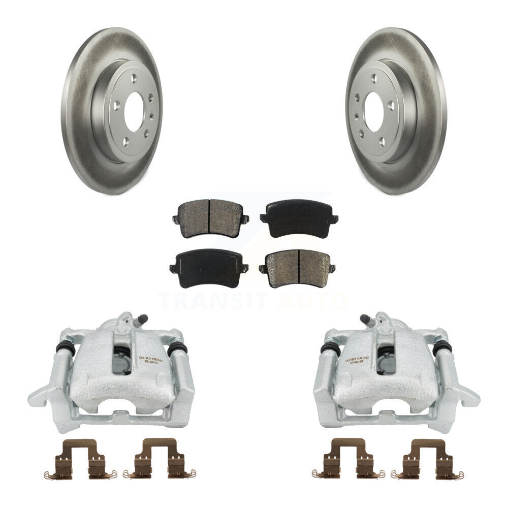 Rear Disc Brake Caliper Coated Rotors And Semi-Metallic Pads Kit For 2009 Audi A4 Quattro Sedan Wagon With 288mm Diameter Rotor KCG-100248S by Transit Auto