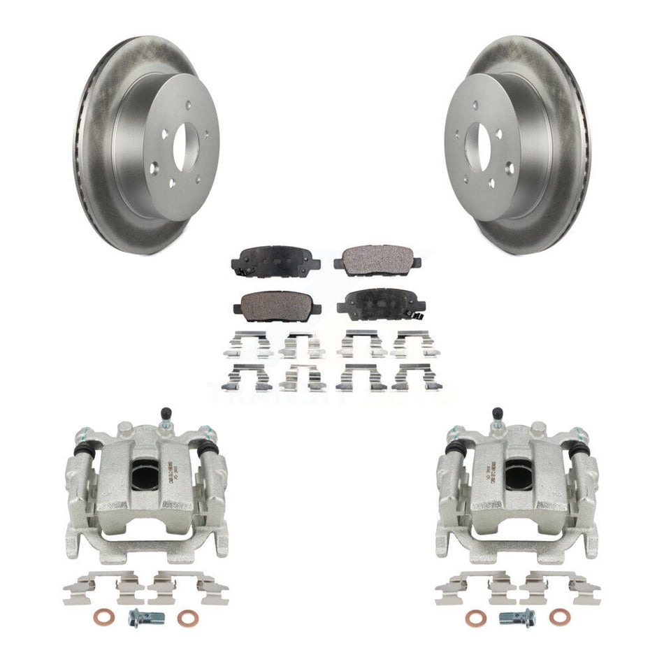 Rear Disc Brake Caliper Coated Rotors And Semi-Metallic Pads Kit For INFINITI FX35 QX70 FX37 KCG-100249P by Transit Auto