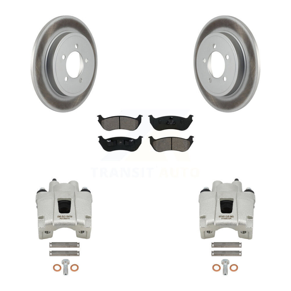 Rear Disc Brake Caliper Coated Rotors And Semi-Metallic Pads Kit For Ford Explorer Mercury Mountaineer KCG-100250S