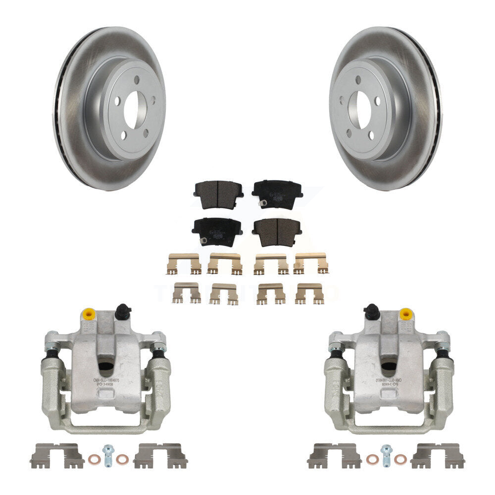 Rear Brake Caliper Coat Rotor & Ceramic Pad Kit For Chrysler 300 Dodge Challenger Magnum KCG-100250T