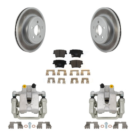 Rear Brake Caliper Coat Rotor & Ceramic Pad Kit For Chrysler 300 Dodge Challenger Magnum KCG-100250T
