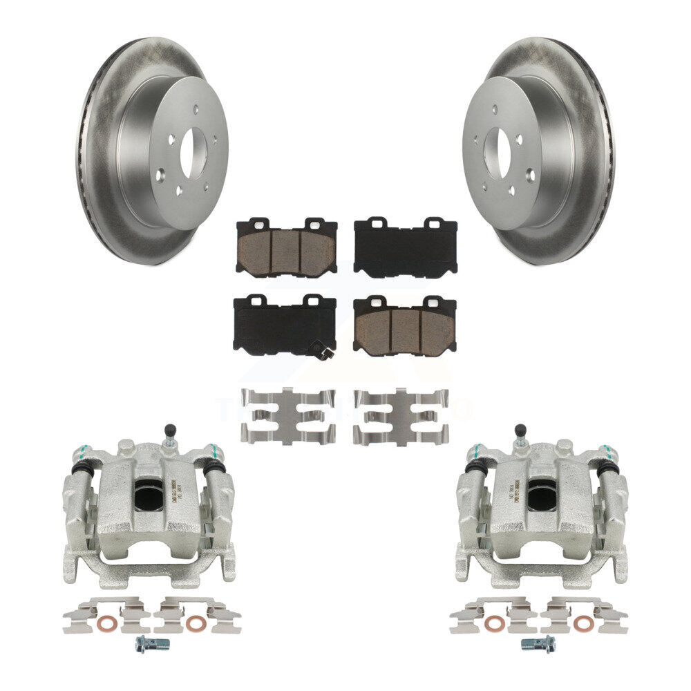 Rear Disc Brake Caliper Coated Rotors And Ceramic Pads Kit For 2015 INFINITI Q50 Hybrid KCG-100251C by Transit Auto