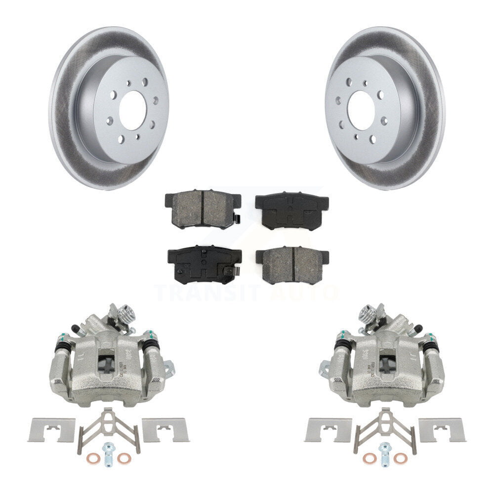 Rear Disc Brake Caliper Coated Rotors And Semi-Metallic Pad Kit For Honda Civic Acura EL KCG-100252S