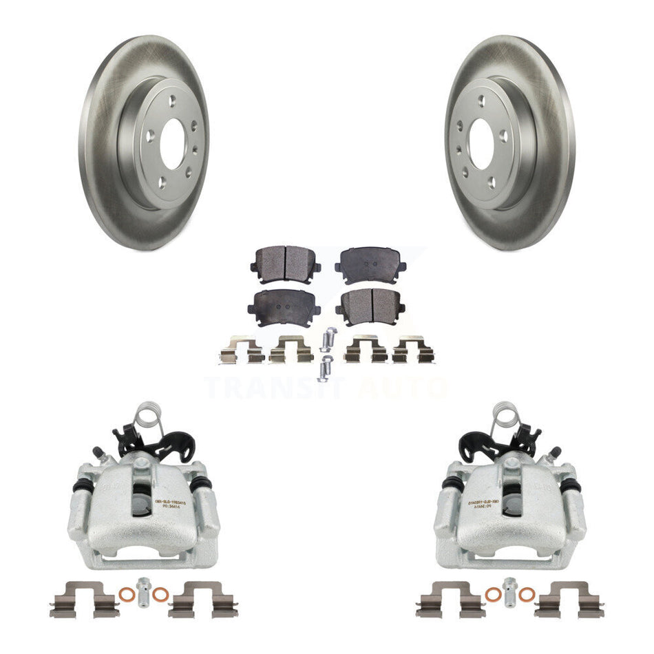 Rear Disc Brake Caliper Coated Rotors And Semi-Metallic Pads Kit For Audi A4 Quattro KCG-100253P by Transit Auto