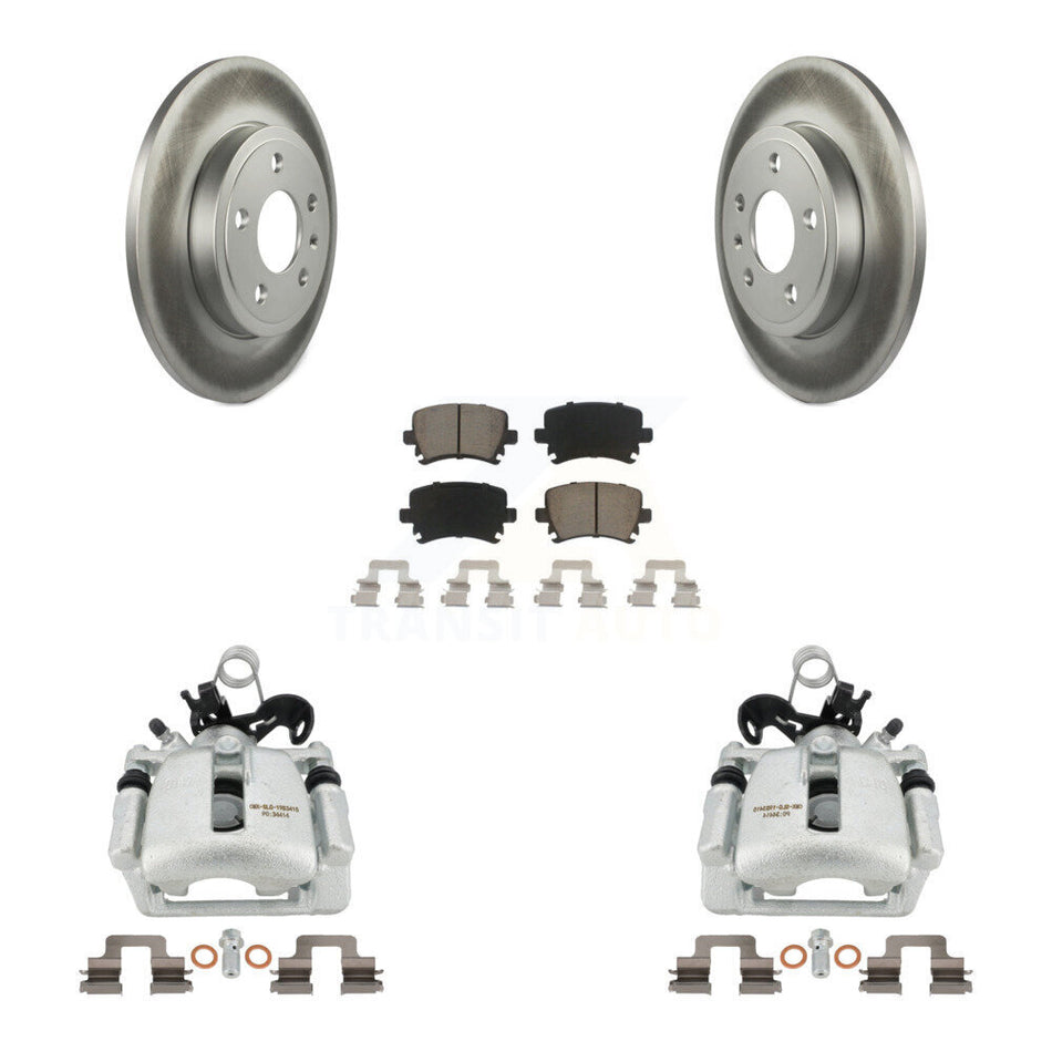 Rear Disc Brake Caliper Coated Rotors And Ceramic Pads Kit For Audi A4 Quattro KCG-100254C