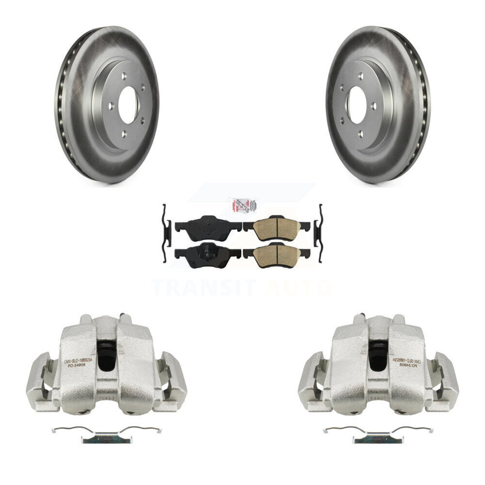 Front Disc Brake Caliper Coated Rotors And Ceramic Pads Kit For Ford Escape Mercury Mariner KCG-100254N