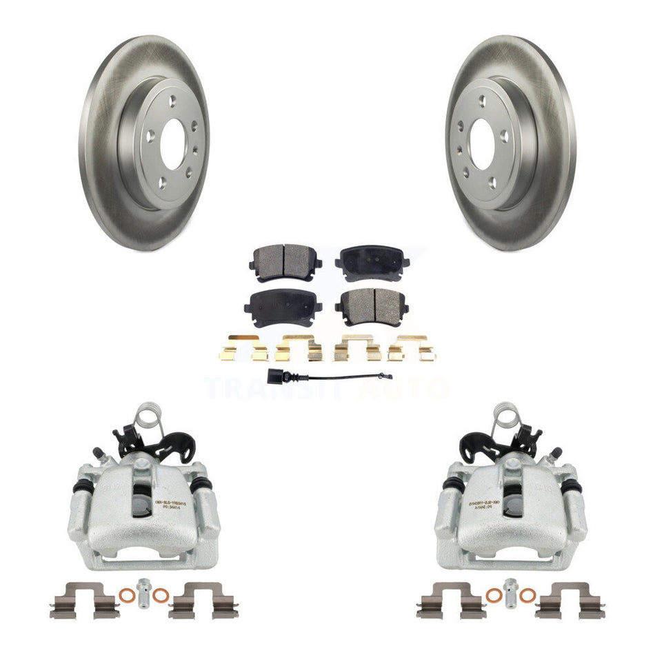 Rear Disc Brake Caliper Coated Rotors And Semi-Metallic Pads Kit For 2008 Audi A4 Quattro With 300mm Diameter Rotor KCG-100254P by Transit Auto