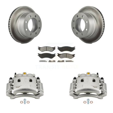 Rear Disc Brake Caliper Coated Rotors And Semi-Metallic Pads Kit For Dodge Ram 3500 KCG-100254S