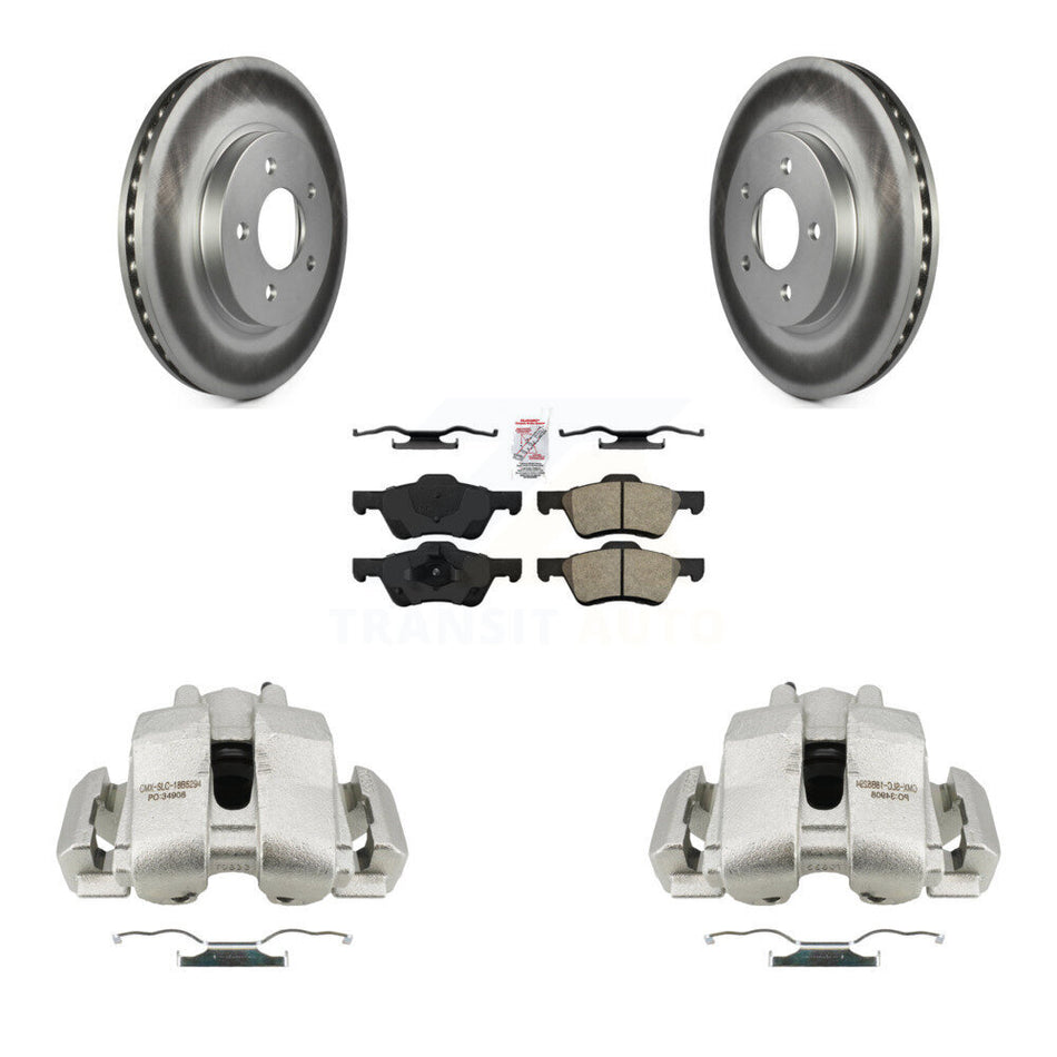 Front Disc Brake Caliper Coated Rotors And Semi-Metallic Pads Kit For Ford Escape Mercury Mariner Mazda Tribute KCG-100255N
