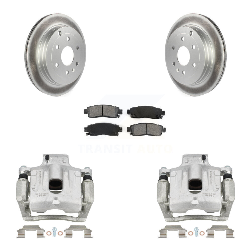 Rear Brake Caliper Coat Rotors Semi-Metallic Pad Kit For GMC Acadia Buick Enclave Saturn KCG-100255S