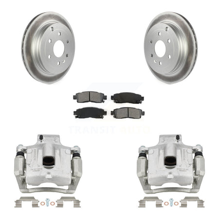 Rear Brake Caliper Coat Rotors Semi-Metallic Pad Kit For GMC Acadia Buick Enclave Saturn KCG-100255S