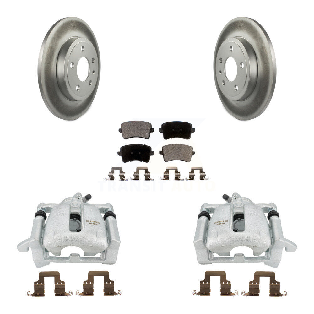 Rear Disc Brake Caliper Coated Rotors And Semi-Metallic Pads Kit For 2009 Audi A4 Quattro Sedan Wagon With 288mm Diameter Rotor KCG-100256P by Transit Auto