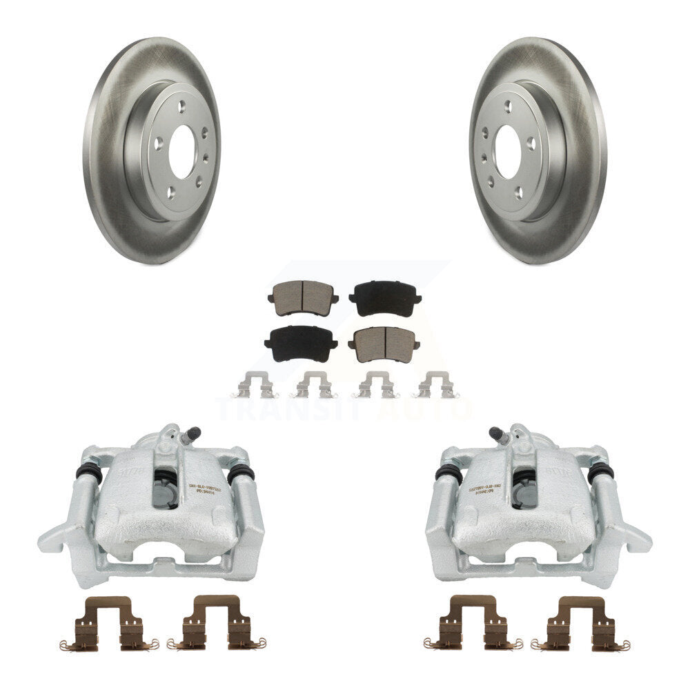 Rear Disc Brake Caliper Coated Rotors And Ceramic Pads Kit For 2009 Audi A4 Quattro Sedan Wagon With 288mm Diameter Rotor KCG-100257C by Transit Auto