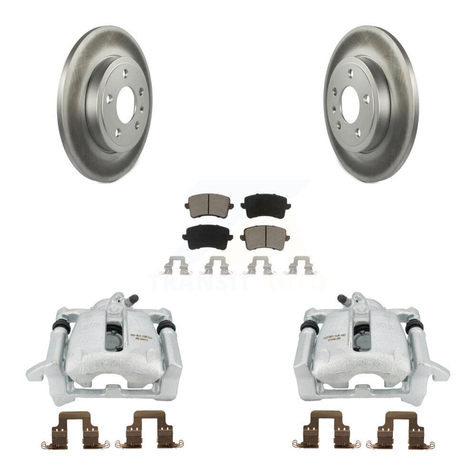 Rear Disc Brake Caliper Coated Rotors And Ceramic Pads Kit For 2009 Audi A4 Quattro Sedan Wagon With 288mm Diameter Rotor KCG-100257C