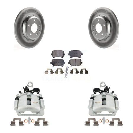 Rear Disc Brake Caliper Coated Rotors And Semi-Metallic Pads Kit For 2009 Audi A4 Quattro Convertible With 300mm Diameter Rotor KCG-100257P by Transit Auto