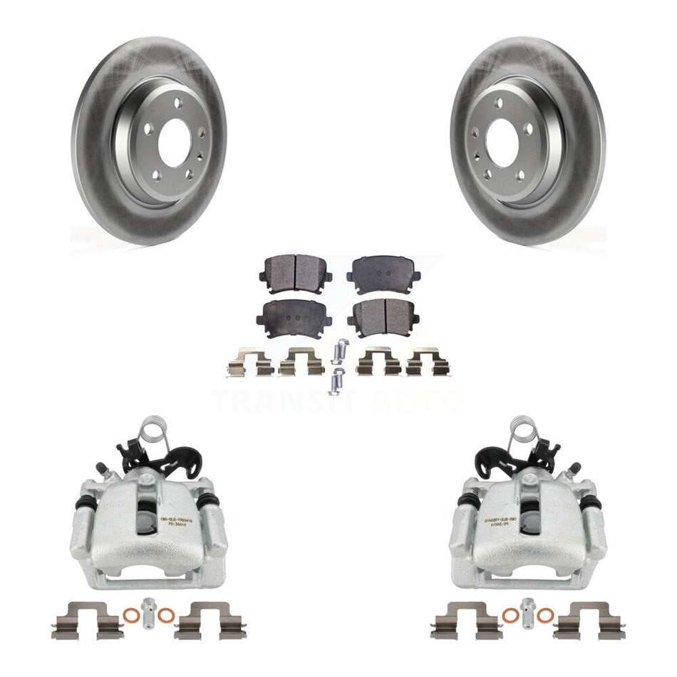 Rear Disc Brake Caliper Coated Rotors And Semi-Metallic Pads Kit For 2009 Audi A4 Quattro Convertible With 300mm Diameter Rotor KCG-100257P by Transit Auto