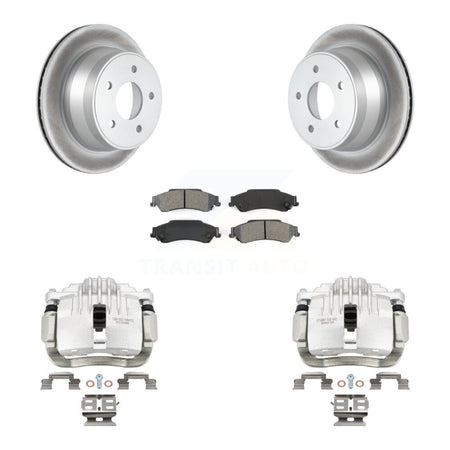 Rear Brake Caliper Coat Rotor & Semi-Metallic Pad Kit For Chevrolet GMC Blazer S10 Jimmy KCG-100257S