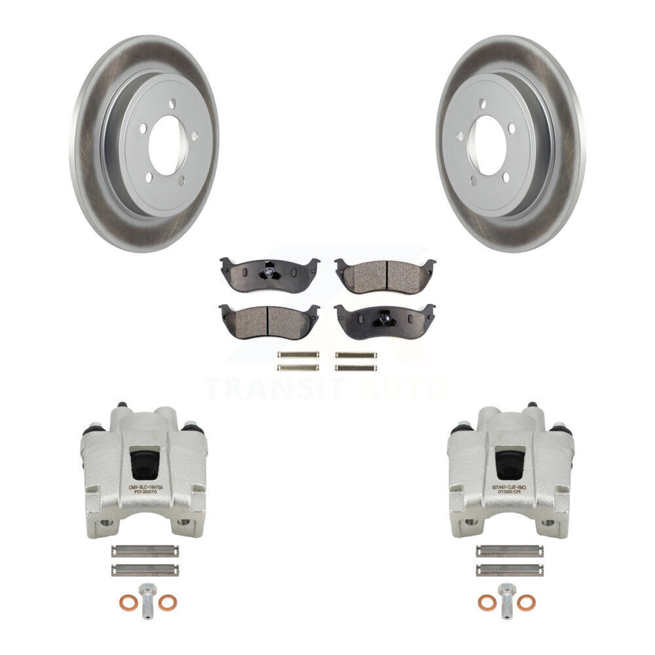 Rear Disc Brake Caliper Coated Rotors And Semi-Metallic Pads Kit For Ford Explorer Mercury Mountaineer KCG-100258P
