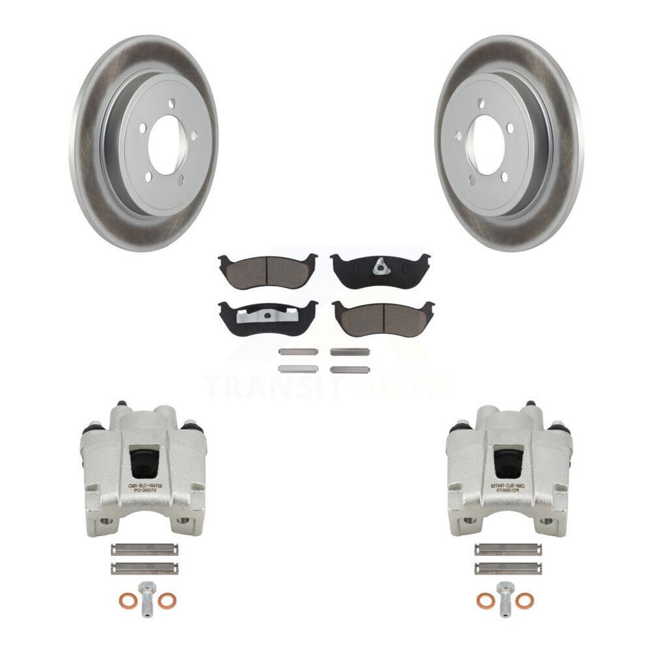 Rear Disc Brake Caliper Coated Rotors And Ceramic Pads Kit For Ford Explorer Mercury Mountaineer KCG-100259C
