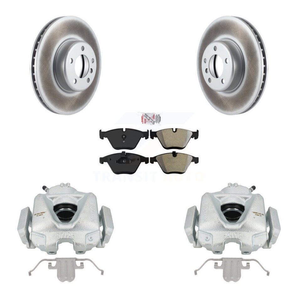 Front Disc Brake Caliper Coated Rotors And Semi-Metallic Pads Kit For BMW 328i KCG-100259N by Transit Auto