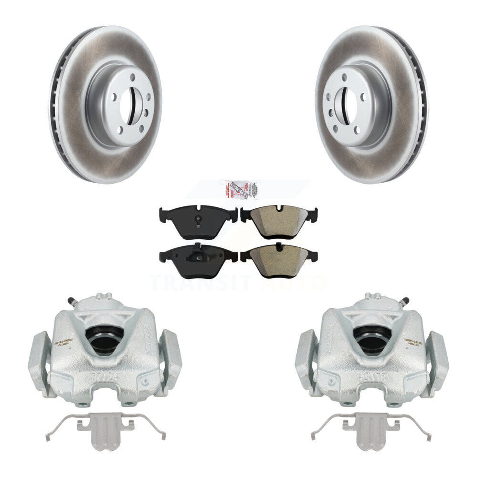Front Disc Brake Caliper Coated Rotors And Semi-Metallic Pads Kit For BMW 328i KCG-100259N