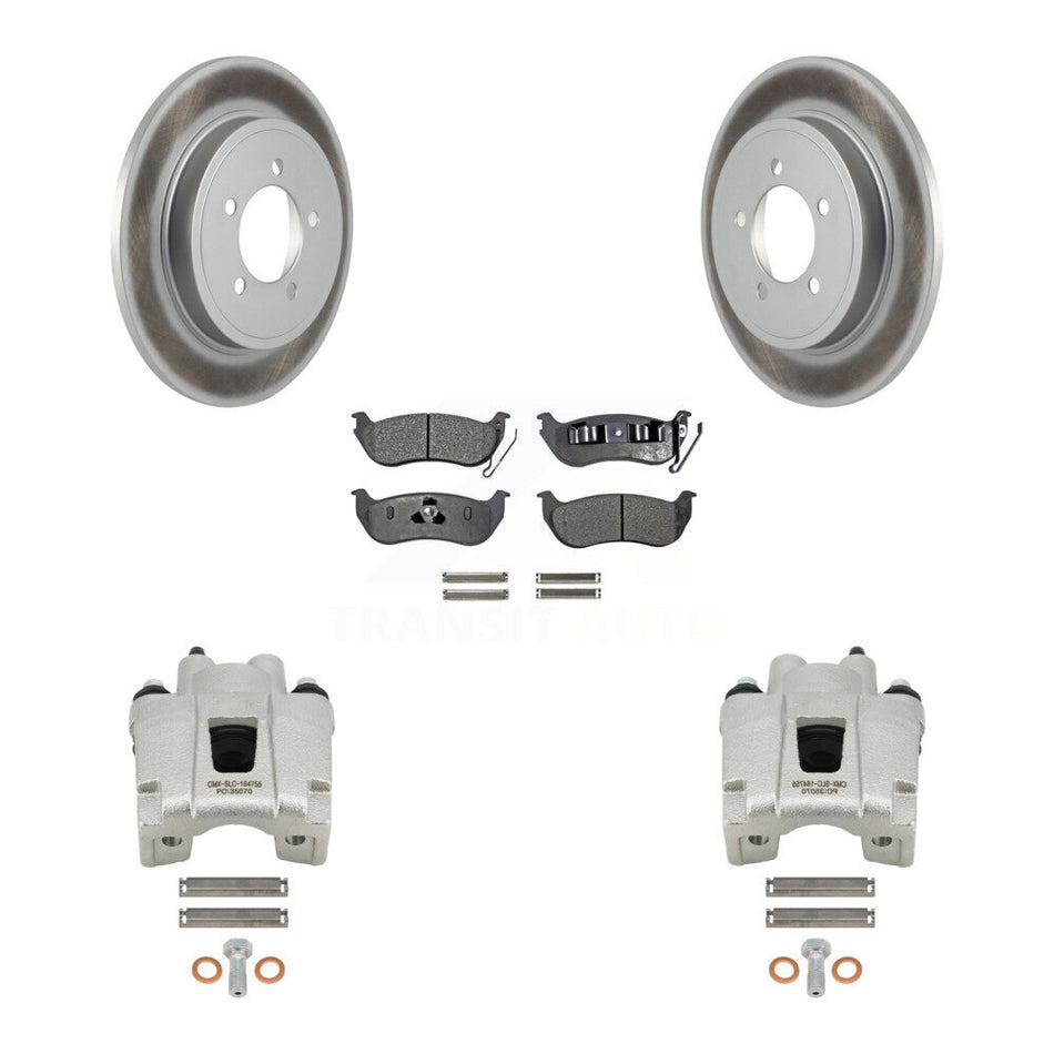Rear Disc Brake Caliper Coated Rotors And Semi-Metallic Pads Kit For Ford Explorer Sport Trac Mercury Mountaineer KCG-100259P