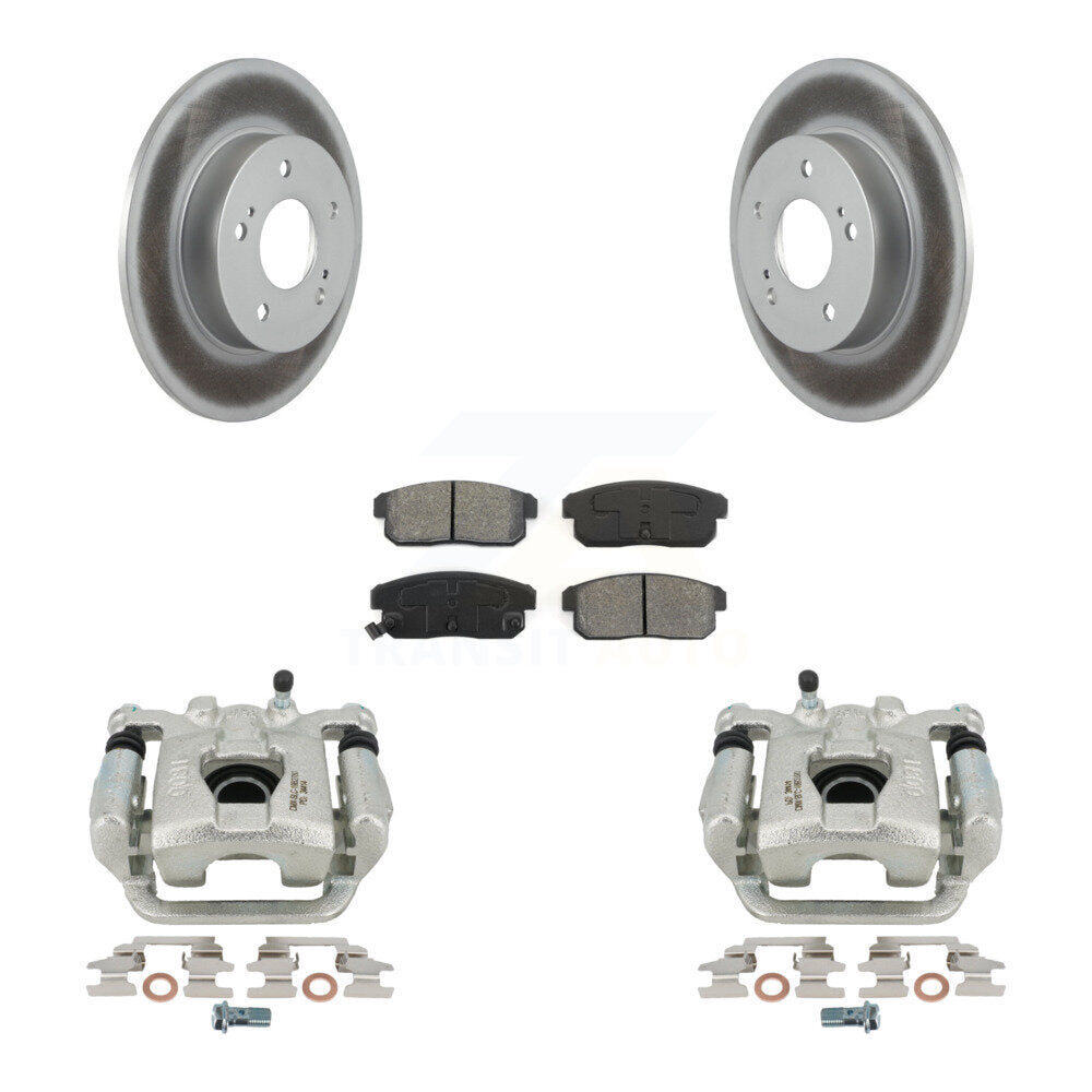 Rear Disc Brake Caliper Coated Rotors And Semi-Metallic Pads Kit For 2003 Nissan Maxima From 01 03 KCG-100259S by Transit Auto