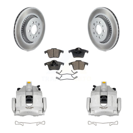 Rear Disc Brake Caliper Coated Rotors And Semi-Metallic Pad Kit For 2003-2014 Volvo XC90 KCG-100261P
