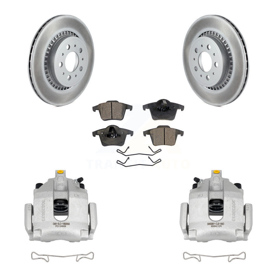 Rear Disc Brake Caliper Coated Rotors And Semi-Metallic Pad Kit For 2003-2014 Volvo XC90 KCG-100261P