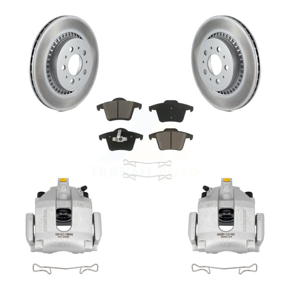Rear Disc Brake Caliper Coated Rotors And Ceramic Pads Kit For 2003-2014 Volvo XC90 KCG-100262C