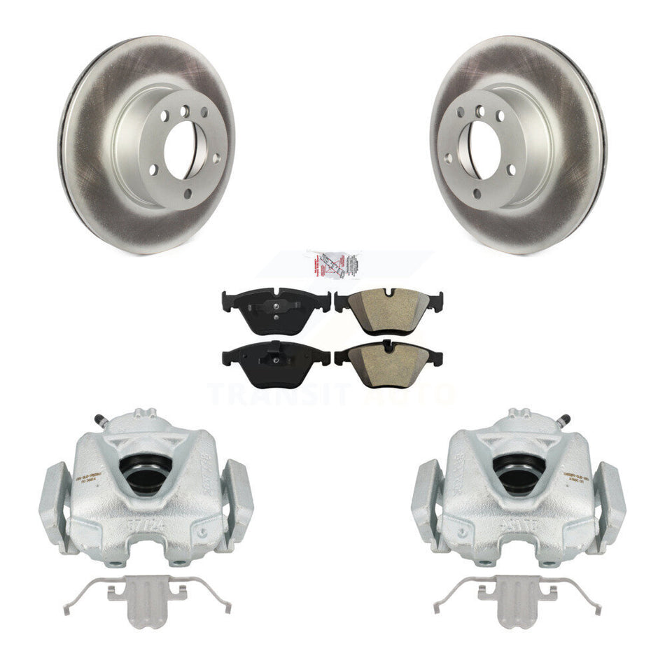 Front Disc Brake Caliper Coated Rotors And Semi-Metallic Pads Kit For BMW 328i xDrive X1 328xi 323i KCG-100262N