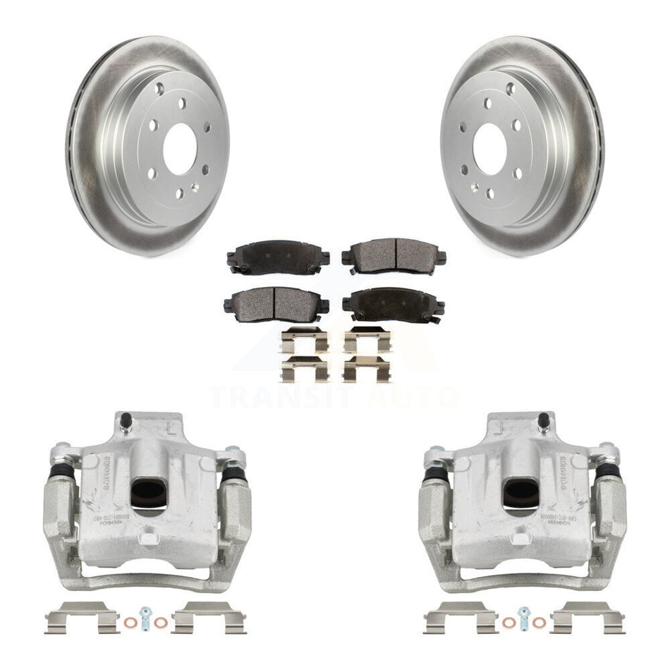 Rear Brake Caliper Coat Rotors Semi-Metallic Pad Kit For GMC Acadia Buick Enclave Saturn KCG-100263P