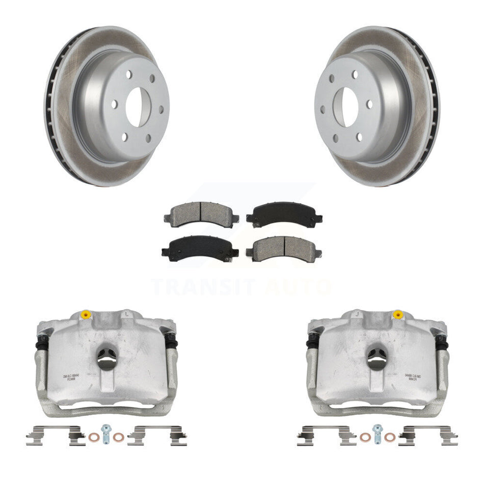 Rear Brake Caliper Coat Rotors Semi-Metallic Pad Kit For Chevrolet GMC Avalanche 1500 XL KCG-100263S