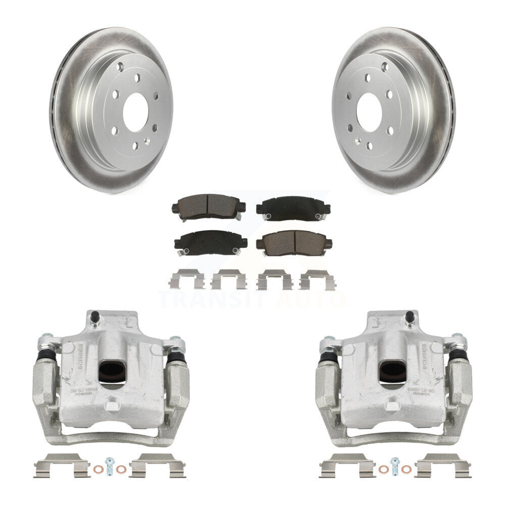 Rear Brake Caliper Coat Rotor And Ceramic Pad Kit For GMC Acadia Buick Enclave Chevrolet KCG-100264C
