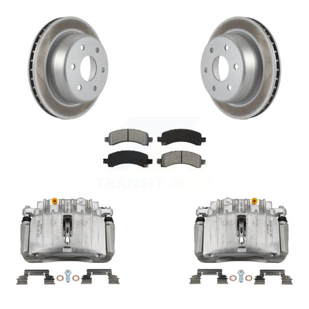 Rear Brake Caliper Coat Rotor Semi-Metallic Pad Kit For GMC Yukon Chevrolet Tahoe XL RWD KCG-100264S
