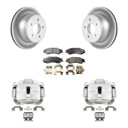 Rear Brake Caliper Coat Rotor & Semi-Metallic Pad Kit For Chevrolet GMC Blazer S10 Jimmy KCG-100265P