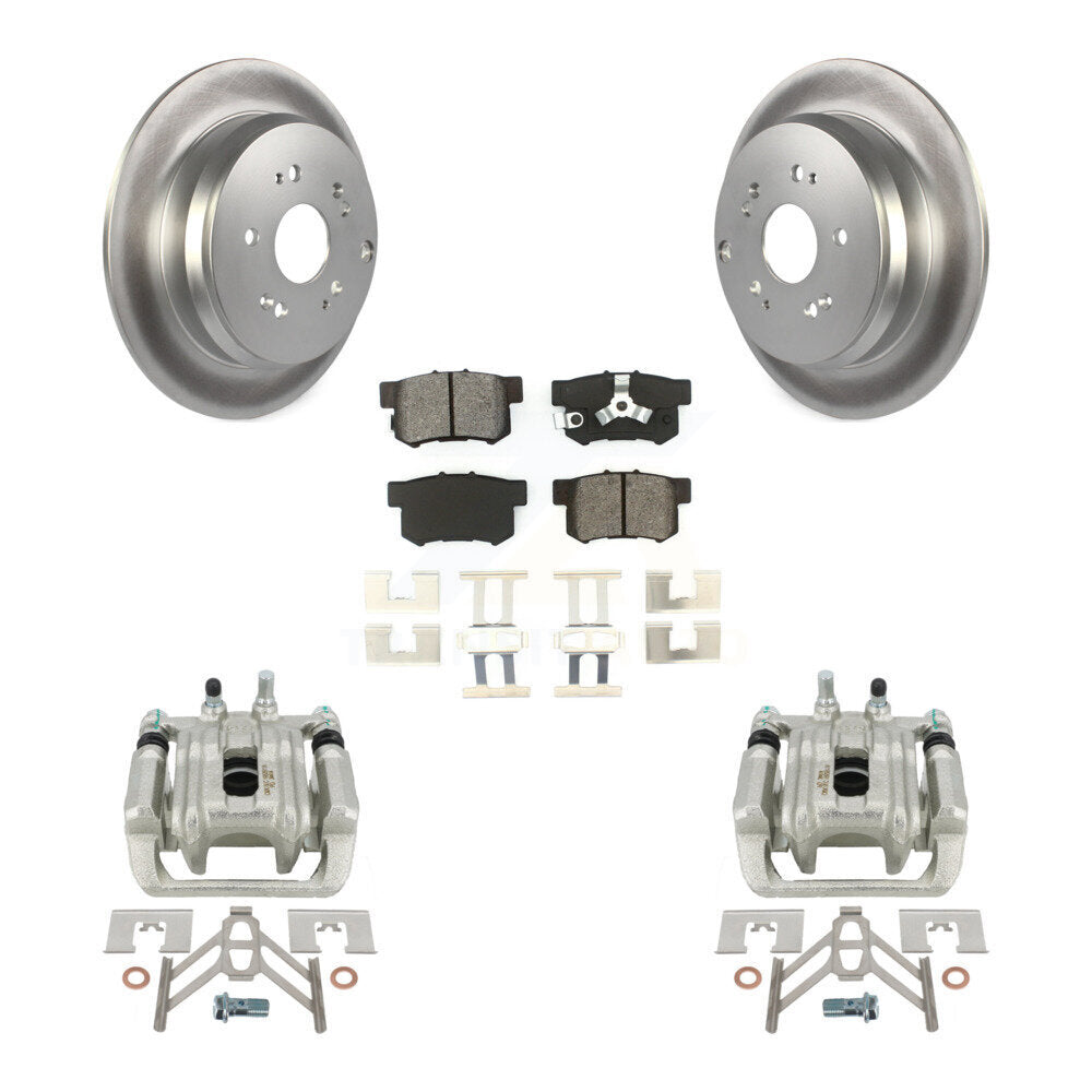 Rear Disc Brake Caliper Coated Rotors And Semi-Metallic Pads Kit For Honda CR-V Acura RDX KCG-100265S by Transit Auto