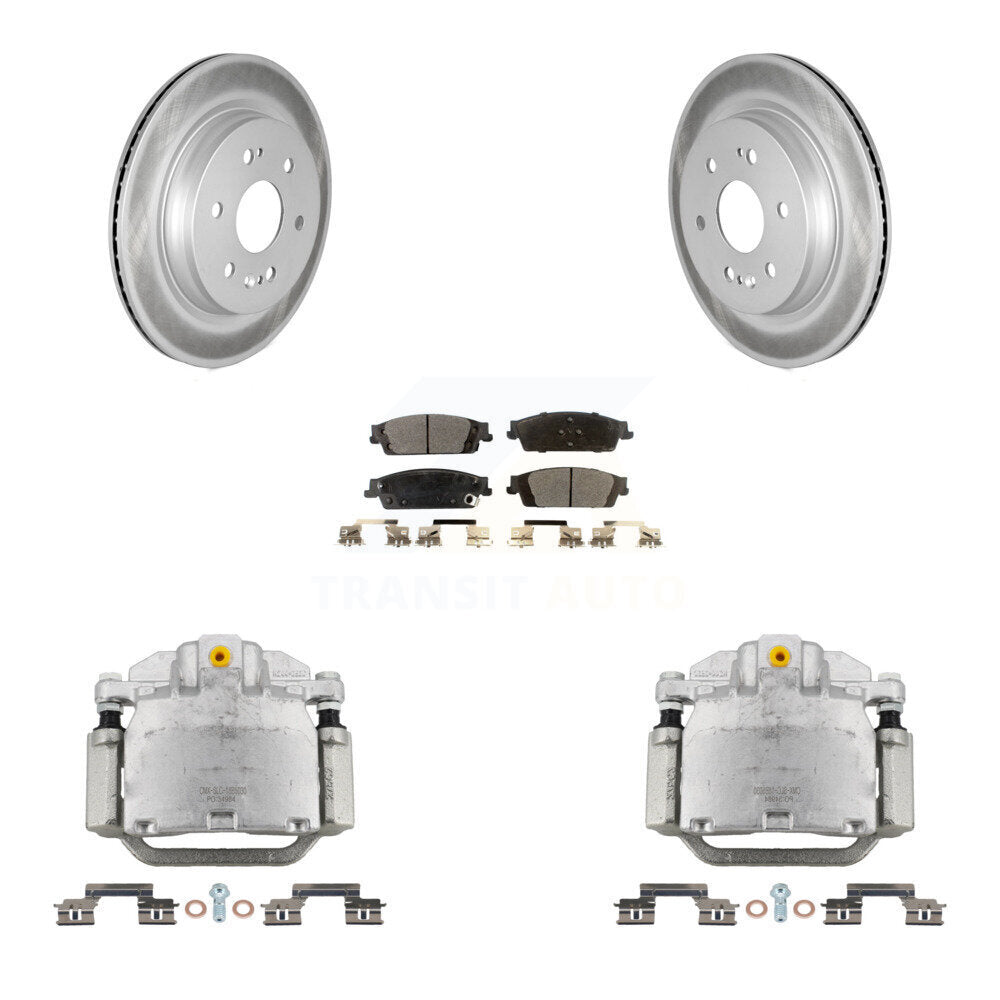Rear Brake Caliper Coat Rotor Ceramic Pad Kit For Chevrolet Silverado 1500 LD GMC Sierra KCG-100266T