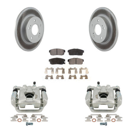 Rear Disc Brake Caliper Coated Rotors And Semi-Metallic Pads Kit For 2003 Nissan Maxima From 01 03 KCG-100267P by Transit Auto