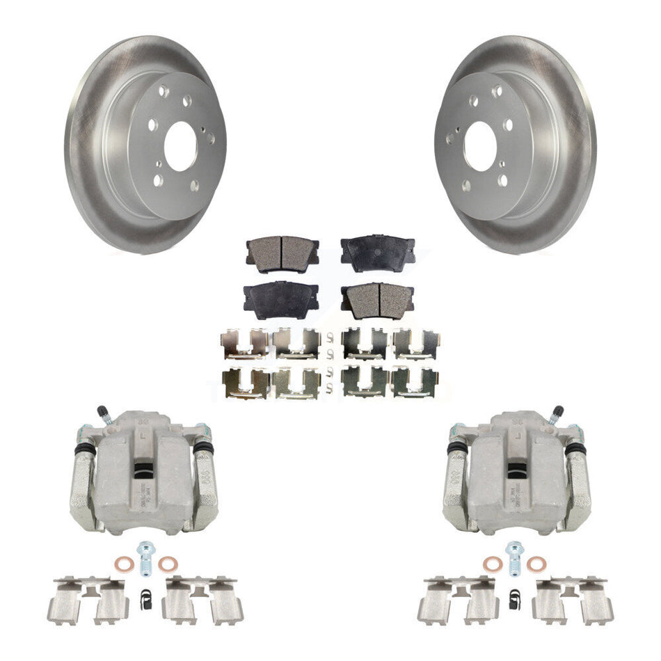 Rear Disc Brake Caliper Coated Rotors And Semi-Metallic Pads Kit For Toyota RAV4 KCG-100268P by Transit Auto