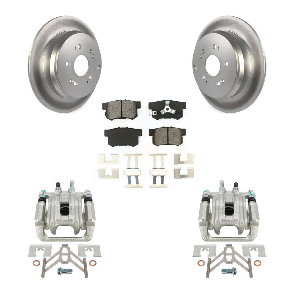 Rear Disc Brake Caliper Coated Rotors And Semi-Metallic Pads Kit For 2005-2006 Honda CR-V KCG-100268S by Transit Auto