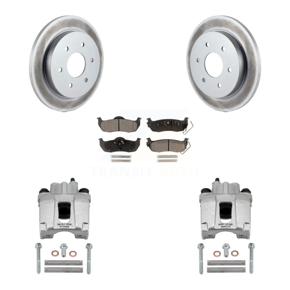 Rear Brake Caliper Coat Rotor And Semi-Metallic Pad Kit For Nissan TITAN Armada INFINITI KCG-100270P