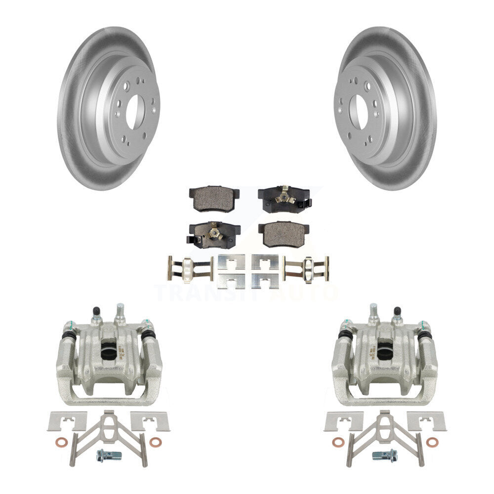 Rear Disc Brake Caliper Coated Rotors And Ceramic Pads Kit For 2010-2011 Honda Accord Crosstour KCG-100270T by Transit Auto