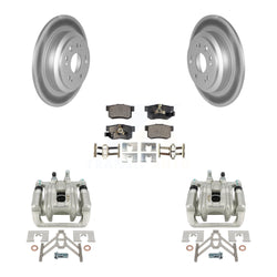 Rear Disc Brake Caliper Coated Rotors And Ceramic Pads Kit For 2010-2011 Honda Accord Crosstour KCG-100270T