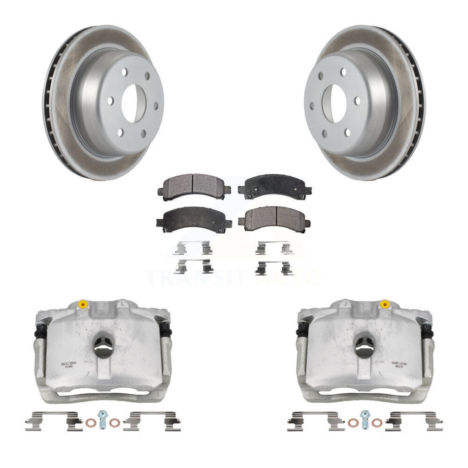 Rear Brake Caliper Coat Rotors Semi-Metallic Pad Kit For Chevrolet GMC Avalanche 1500 XL KCG-100271P