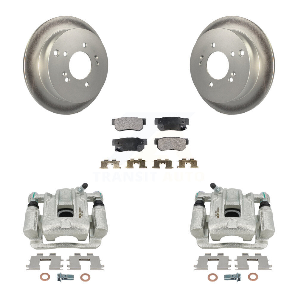 Rear Disc Brake Caliper Coated Rotors And Ceramic Pad Kit For 2001-2006 Hyundai Santa Fe KCG-100271T